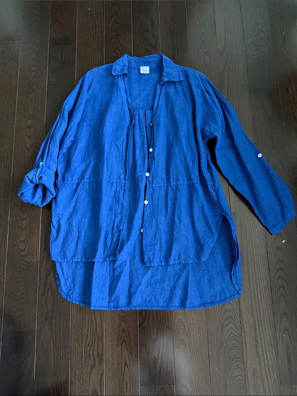 Marie la lune Button-Down 100% Linen Shirt shell buttons